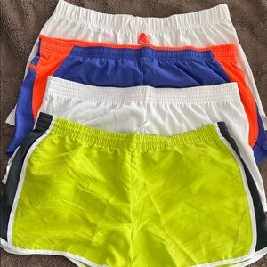 Set of Athletic Shorts in White, Blue, and Neon Yellow-Set of 4